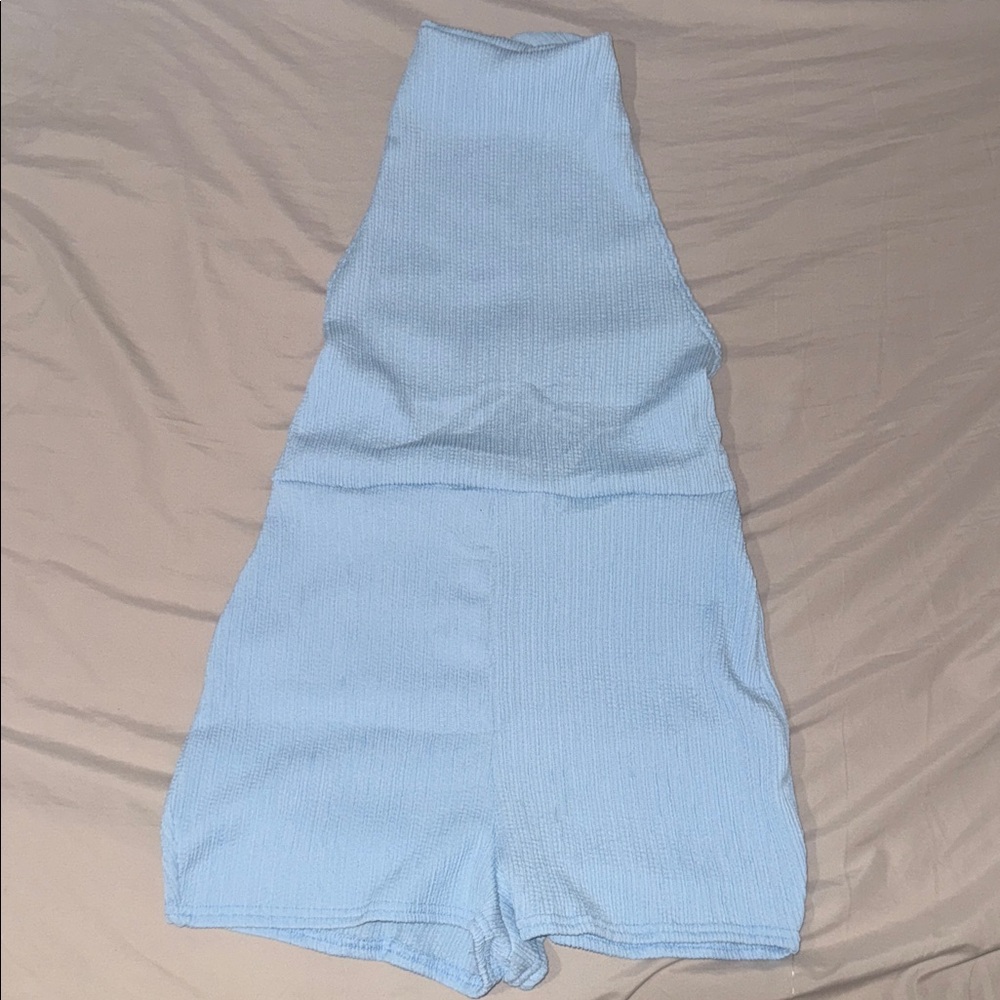 EGO Light Blue Textured Jumpsuit